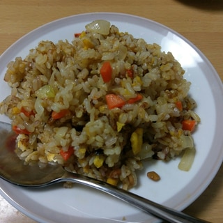 チキンラーメン金の炒飯改　～納豆カスタム～